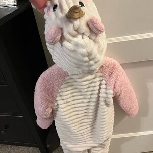Unicorn Pink and white fleece one piece